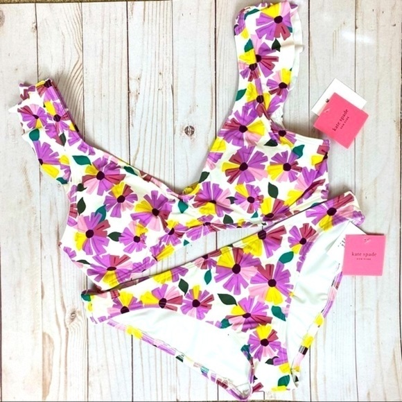 Kate Spade Floral Ruffle Bikini Set Size Large - Picture 7 of 13